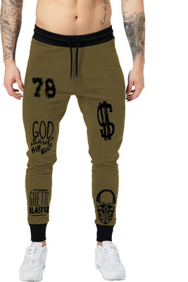 JUGULAR Printed Men Olive Track Pants