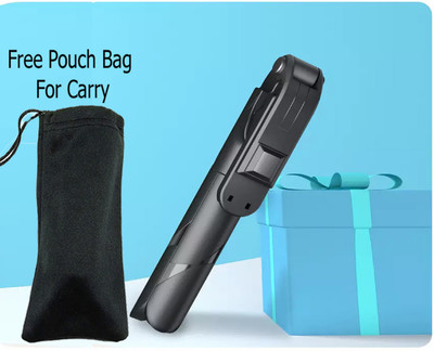POZUB New Arrival PUZB-XT012 Stand Selfie Stick With Dustproof Bag Heavy Duty Professional Travel Tripod Stand Flexible Portable Selfie Stick Holder DSLR/SLR Camera Stand 3IN1 Portable Foldable Adjustable Lightweight Mobile Holder With Mobile Clip Holder & BT Remote Best Use for Make Videos Compatib