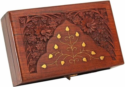 Handmade Heavenly Handmade Sheesham Wooden Jewellery Box for Women Hand Carved with Intricate Carvings Items - 6 inches (Brown) Wooden Jewelry Box Vanity Box(Brown)