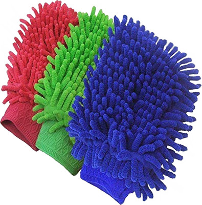 Uprising Store Microfiber Vehicle Washing  Hand Glove(Pack Of 3)