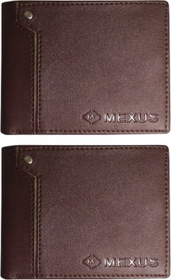 MEXUS Men Brown Artificial Leather Wallet(3 Card Slots, Pack of 2)