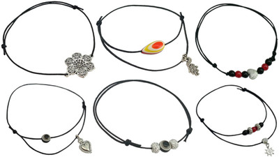 HIGH TRENDZ Combo pack of 6 Single Leg Thread Nazariya Cotton Dori Anklet(Pack of 6)