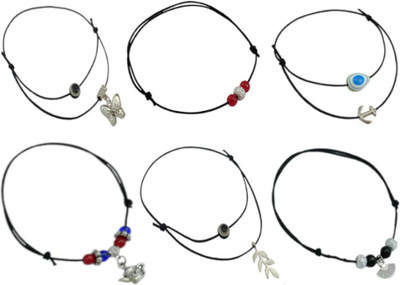 HIGH TRENDZ Combo pack of 6 Single Leg Thread Nazariya Cotton Dori Anklet(Pack of 6)