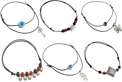 HIGH TRENDZ Combo pack of 6 Single Leg Thread Nazariya Cotton Dori Anklet(Pack of 6)