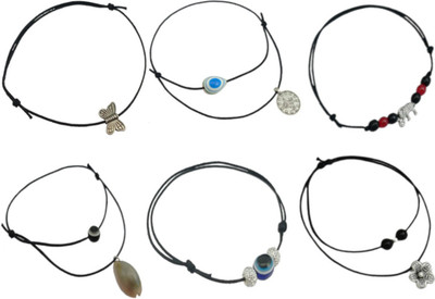 HIGH TRENDZ Combo pack of 6 Single Leg Thread Nazariya Cotton Dori Anklet(Pack of 6)