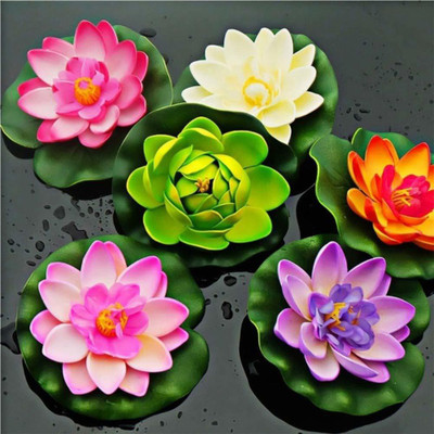 blue penguin Pack Of 6 Floating Flowers Multicolor Lotus Artificial Flower(4 inch, Pack of 6, Single Flower)