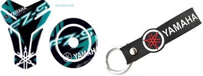 Golden Lion Yamaha FZ-S Racing Bike Tank Pad and Fuel Cap Combo Vinyl Sticker Bike Tank Pad with key chain Bike Tank Pad