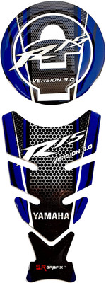 S.R Grafix 3D Blue TankPad and Fuel Cap Pad Combo For YAMAHA R15V3 Bike Tank Pad