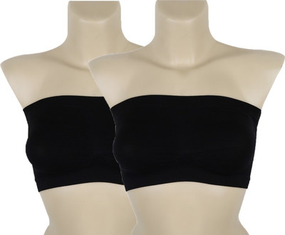 Nevyaonline Cotton Women Bandeau/Tube Non Padded Bra(Black)