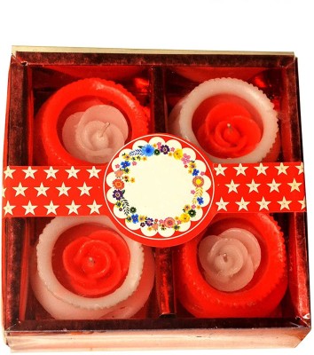 BREVVA IVX™-412-MN-Flower Shape Floating Candles for Diwali,Christmas Home Decor Pack of 4 Candle(Red, Pack of 4)