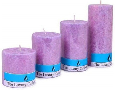 BREVVA XIX™-297-ZA-Scented Pillar Candle Set | Scented Pillar Candle Set of 4 Candle(Purple, Pack of 4)