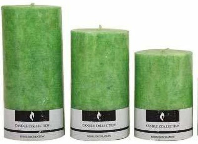 Twixxle VXXI™-518-CD-Aroma Fragrance,Scented Green Wax Pillar Candle for Diwali Decoration Items and Christmas Festivals Candles Candle(Multicolor, Pack of 4)