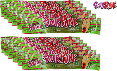 Sour Punk Candy Stick - Apple Flavour - 40 g | Chewy Flavoured Candy (Pack of 12) (Imported) Apple Candy Sticks(12 x 40 g)