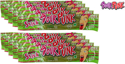 Sour Punk Candy Stick - Flavour - 40 g | Chewy Flavoured Candy (Pack of 10) (Imported) Apple Candy Sticks(10 x 40 g)