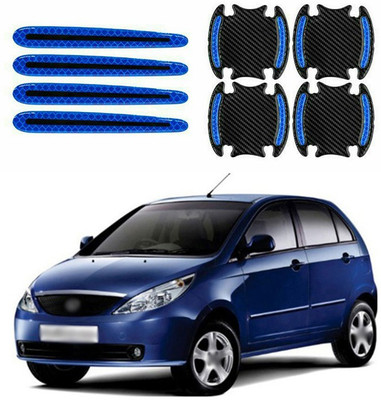 PECUNIA Stainless Steel, Plastic Car Door Guard(Black, Blue, Pack of 8, Tata, Indica)