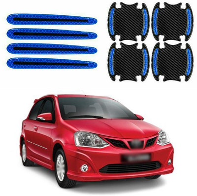 PECUNIA Stainless Steel, Plastic Car Door Guard(Black, Blue, Pack of 8, Toyota, Etios Liva)