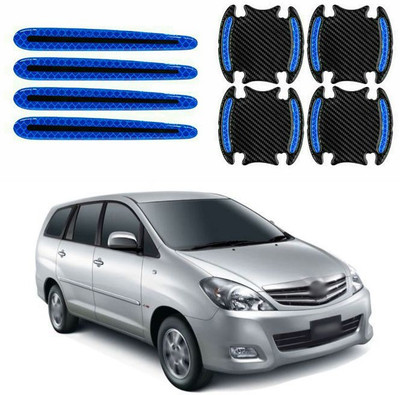 PECUNIA Stainless Steel, Plastic Car Door Guard(Black, Blue, Pack of 8, Toyota, Innova)