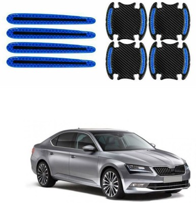 PECUNIA Stainless Steel, Plastic Car Door Guard(Black, Blue, Pack of 8, Skoda, Superb)