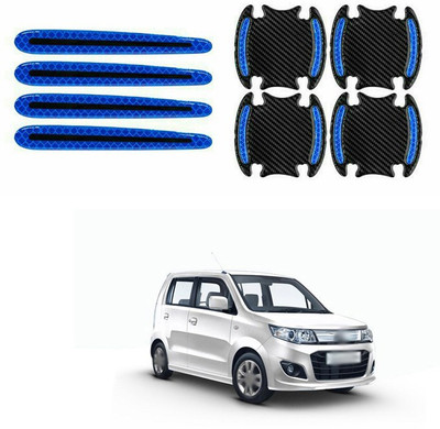 PECUNIA Stainless Steel, Plastic Car Door Guard(Black, Blue, Pack of 8, Maruti, WagonR)