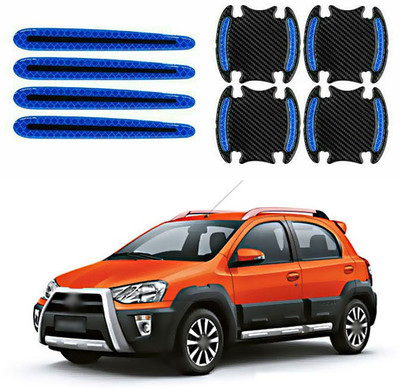PECUNIA Stainless Steel, Plastic Car Door Guard(Black, Blue, Pack of 8, Toyota, Etios Cross)