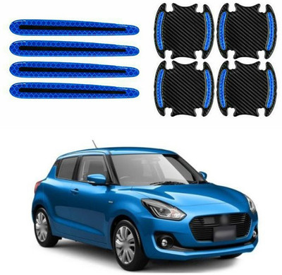 PECUNIA Stainless Steel, Plastic Car Door Guard(Black, Blue, Pack of 8, Maruti, Swift)