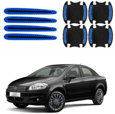 PECUNIA Stainless Steel, Plastic Car Door Guard(Black, Blue, Pack of 8, Fiat, Linea)
