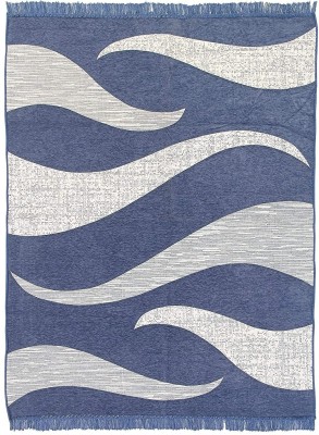 Linen Basics Grey, Blue Chenille Runner(5 ft,  X 7 ft, Rectangle)