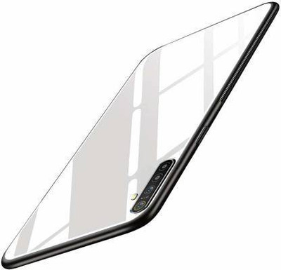 Creativo Back Cover for OPPO F15 Luxurious Toughened Glass Back Case Cover(White, 3D Case, Pack of: 1)