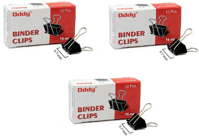 Oddy Nickel Plated-Rust Resistant 19 mm Black Binder Clip (Pack of 36 pcs) 19mm Nickel plated Binder Clip Paper Clip(Set of 36, Black)