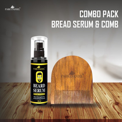 PARK DANIEL Premium Beard Growth Serum for fast Beard Growth-Enriched with Argan and Almond oil (60 ml)& Handcrafted Wooden U Shape Beard Comb 2.5 Inches - Combo Pack of 2 Items(2 Items in the set) PARK DANIEL Premium Beard Growth Serum for fast Beard Growth-Enriched with Argan and Almond oil (60 ml)& Handcrafted Wooden U Shape Beard Comb 2.5 Inches - Combo Pack of 2 Items(2 Items in the set)