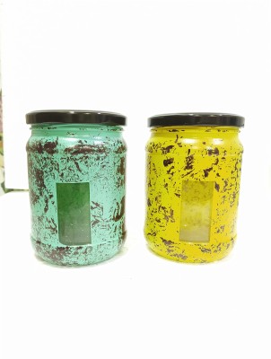 goblet Glass Cereal Dispenser  - 500 ml(Pack of 2, Green, Yellow)