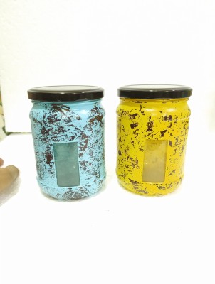 goblet Glass Cereal Dispenser  - 500 ml(Pack of 2, Blue, Yellow)