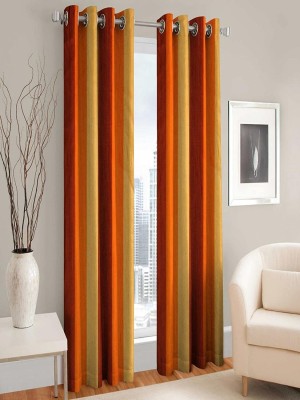 goycors 243 cm (8 ft) Polyester Semi Transparent Long Door Curtain (Pack Of 2)(Solid, Orange)