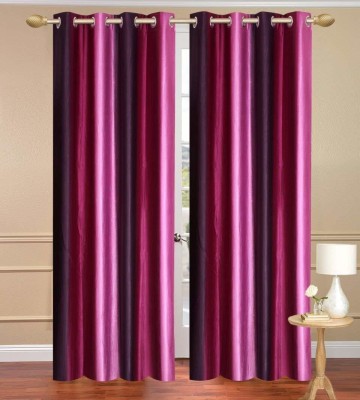 goycors 243 cm (8 ft) Polyester Semi Transparent Long Door Curtain (Pack Of 2)(Solid, Wine)