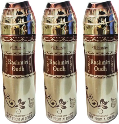 Al Nuaim Kashmiri Oudh Long Lasting Perfumed Spray Free From Alcohol Pack of-3 Perfume Body Spray  -  For Men & Women(200 ml, Pack of 3)