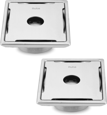RUHE Floor Stainless Steel Push Down Strainer(12.7 cm Set of 2)