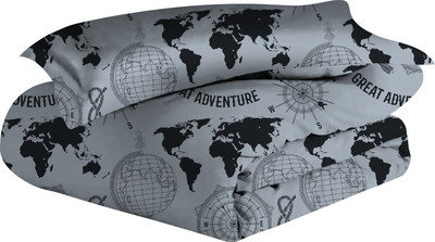 Divine Casa Single Polyester Duvet Cover(Grey, White)