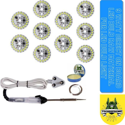 TechSupreme Best Combo for 9W LED Bulb Direct on Board LED Bulb MCPCB Raw Material and 25W Soldering Iron, Soldering Wire, Soldering Paste (Pack of 10 LED) Electronic Components Electronic Hobby Kit