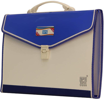 SHB PLASTIC Plastic File Folder F/C Expanding Bag with HandleButton-Fly File Folders (99 Blue)(Set Of 1, Blue)