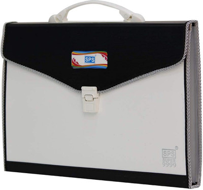 SHB PLASTIC Plastic File Folder F/C Expanding Bag with HandleButton-Fly File Folders 999 with 13 Pockets (99 Black)(Set Of 1, Black)