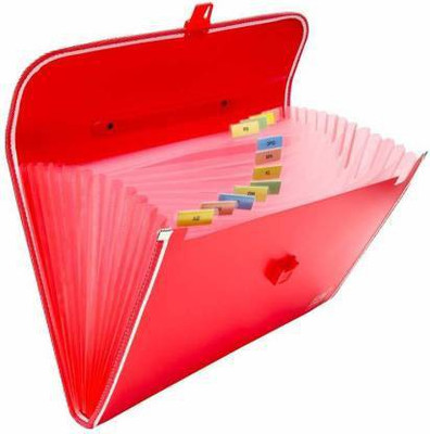 SHB PLASTIC plastic Presents Plastic File Folder F/C Expanding Bag with Handle 1111 (Red) (Set Of 1, Red)(Set Of -2, Red)