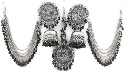 DEB FASHION Alloy Silver Black Jewellery Set(Pack of 1)