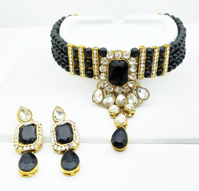 Shree Jai Sai Art Alloy Gold-plated Black Jewellery Set(Pack of 1)