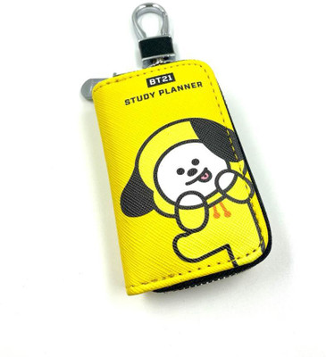 DSR BT21 Cooky Pouch Key Case Pouch Wallet Keychain Key Holder-(Yellow) Key Chain