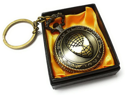 gtrp Antique Metallic Famous Spider Man Super Hero Avenger Theme Vintage Gandhi Style Pocket Watch Key Chain with Key Ring for Men/Women. Key Chain