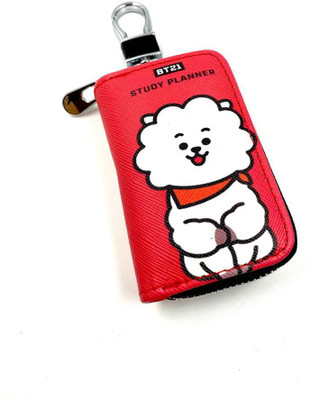 DSR BT21 Cooky Pouch Key Case Pouch Wallet Keychain Key Holder-(RED) Key Chain