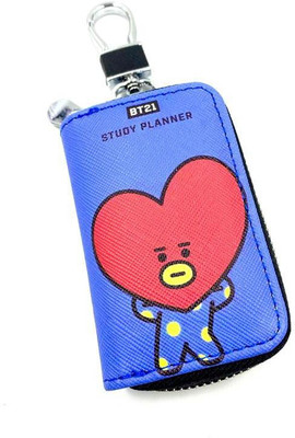 DSR BT21 Cooky Pouch Key Case Pouch Wallet Keychain Key Holder-(Purple) Key Chain