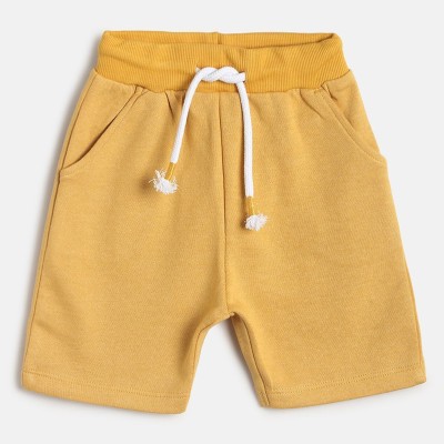 MINI KLUB Short For Boys Casual Solid Pure Cotton(Yellow, Pack of 1)
