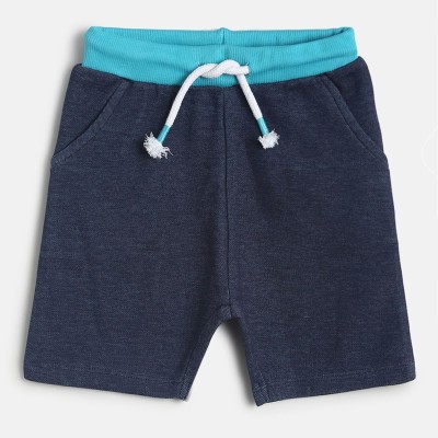 MINI KLUB Short For Boys Casual Solid Pure Cotton(Blue, Pack of 1)