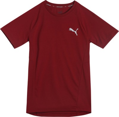 PUMA Boys Solid Polyester Slim T Shirt(Red, Pack of 1)